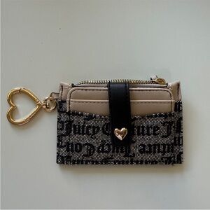 Juicy Couture Black and Beige Card Holder with Heart Keychain
